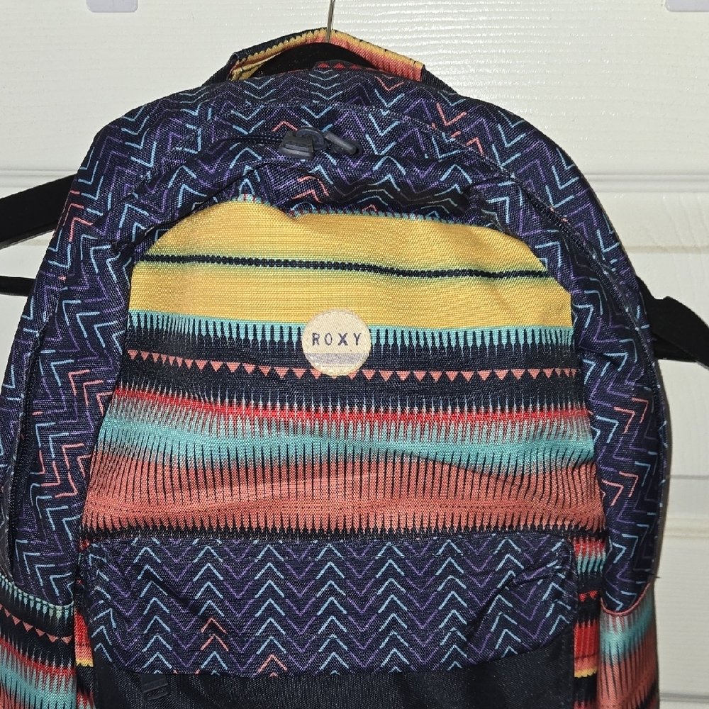 Roxy Multicolor Striped Backpack - Navy, Yellow, … - image 2